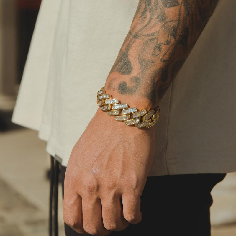 Big Daddy 12mm Iced Out Gold Cuban Baguette Bracelet