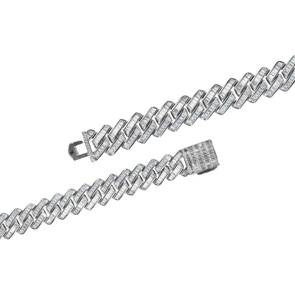 Big Daddy 12mm Iced Out Silver Cuban Baguette Bracelet