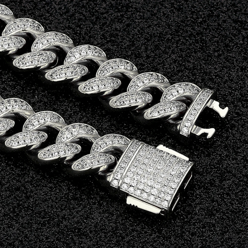 Big Daddy 12mm Iced Out Silver Cuban Bracelet