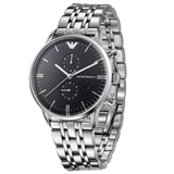 Emporio Armani Chronograph Black Dial Stainless Steel Men's Watch#AR80009 - Watches of Australia #2