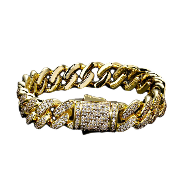 Big Daddy 12mm Iced Out Gold Cuban Bracelet