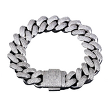 Big Daddy 18mm Chunky Iced Out Diamond Silver Cuban Bracelet