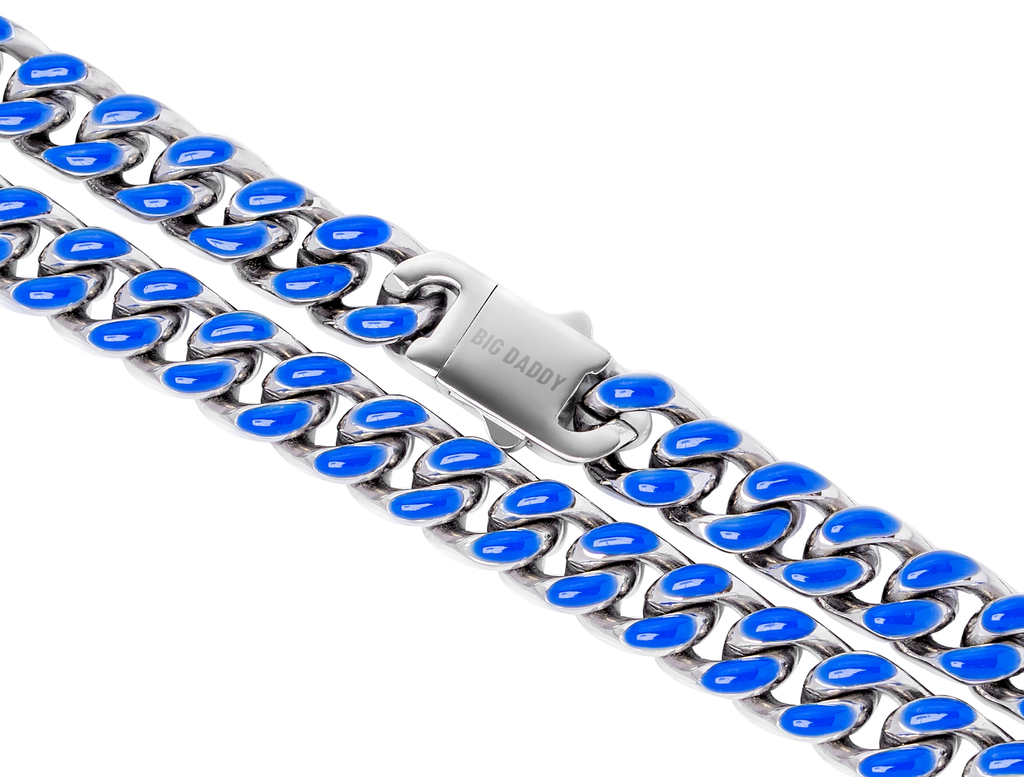 Big Daddy 13MM Enamel Blue Steel Cuban Chain Watches of Australia