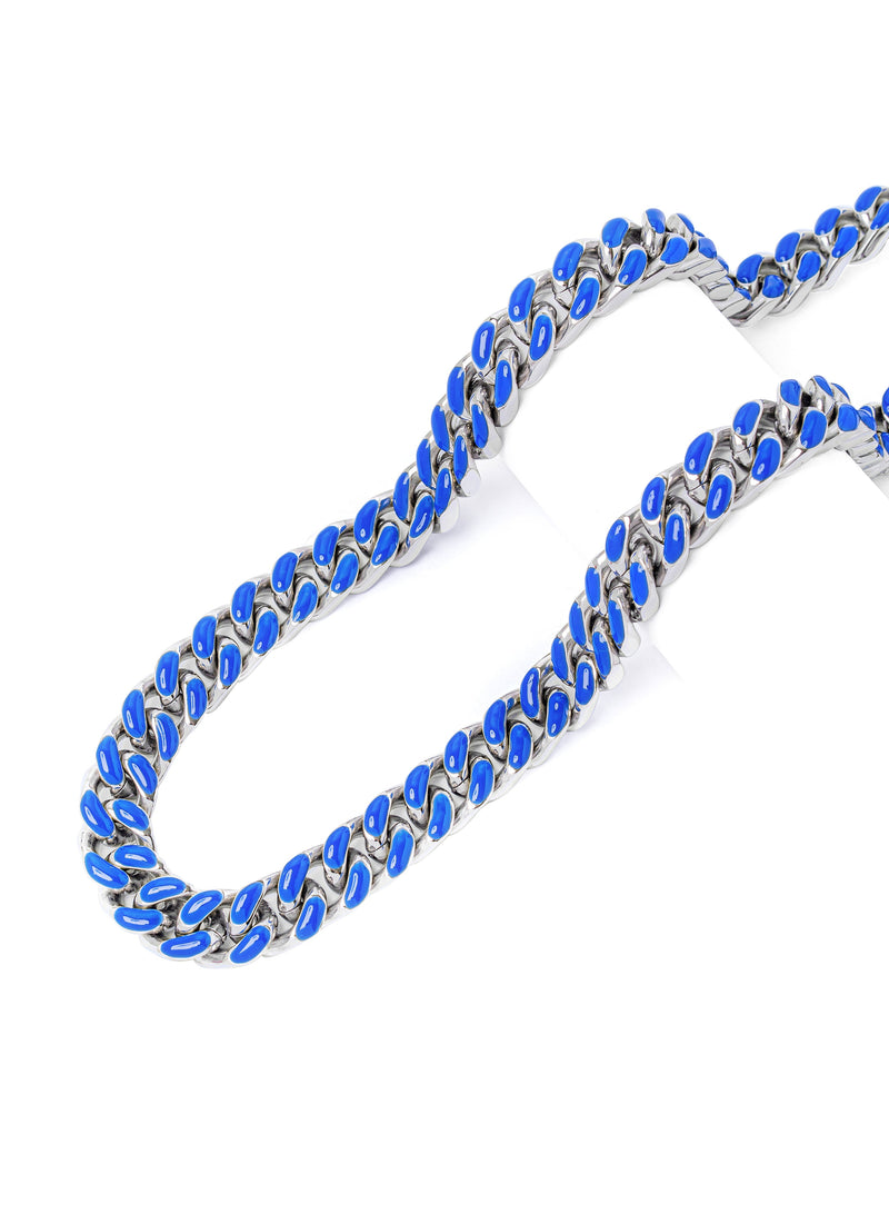 Big Daddy 13MM Enamel Blue Steel Cuban Chain