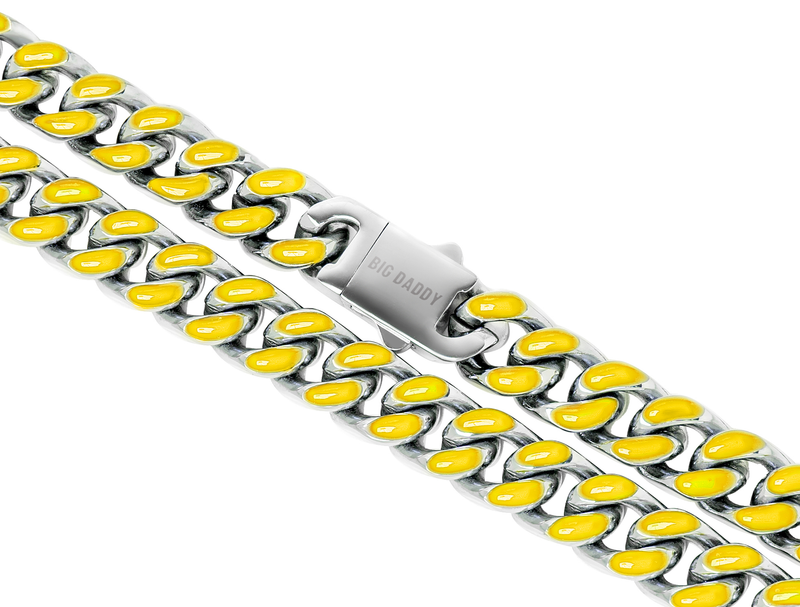 Big Daddy 13MM Enamel Yellow Steel Cuban Chain