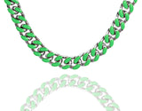 Big Daddy 9MM Enamel Green Steel Cuban Chain