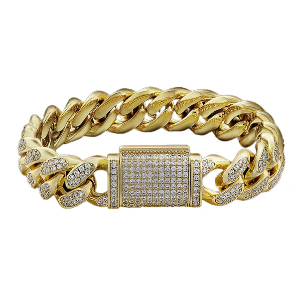 Big Daddy 12mm Iced Out Gold Cuban Bracelet