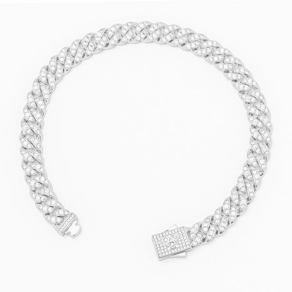 Big Daddy 8MM Iced Out Silver Cuban Link Bracelet