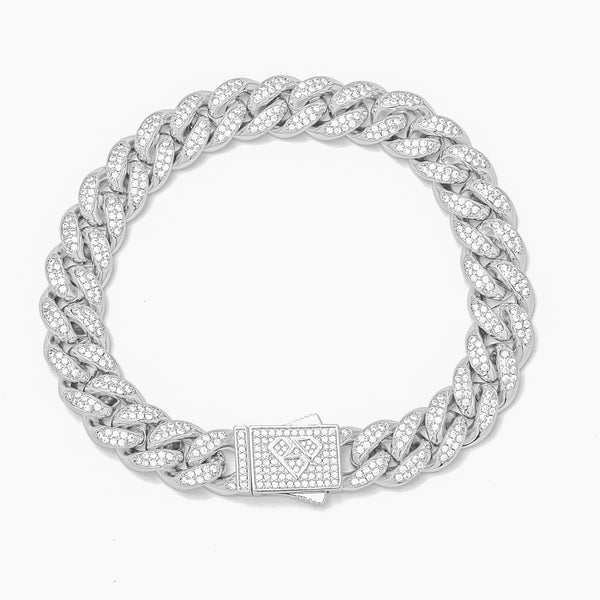 Big Daddy 10MM Iced Out Miami Cuban Link Silver Bracelet