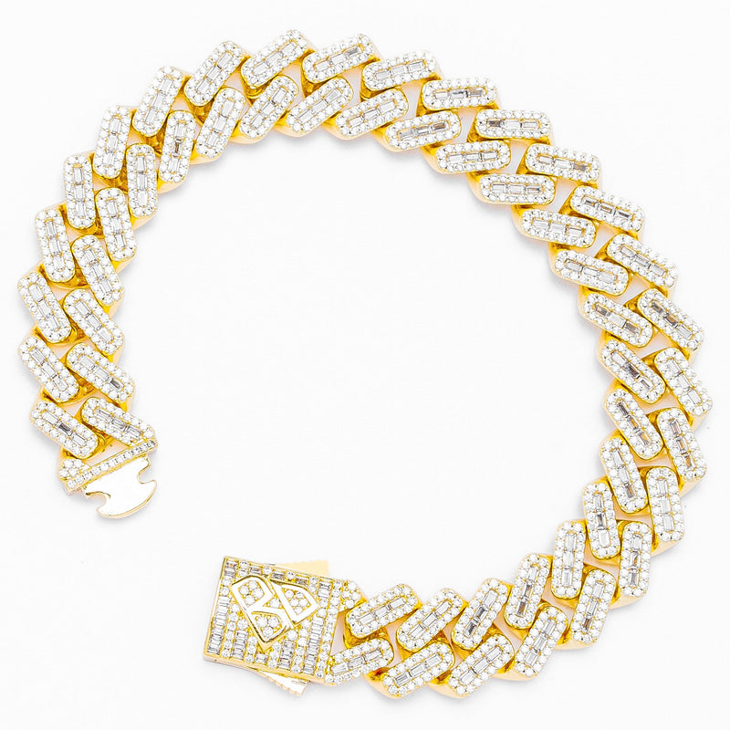 Big Daddy 12MM Baguette Iced Out Rhombus Cuban Gold Bracelet