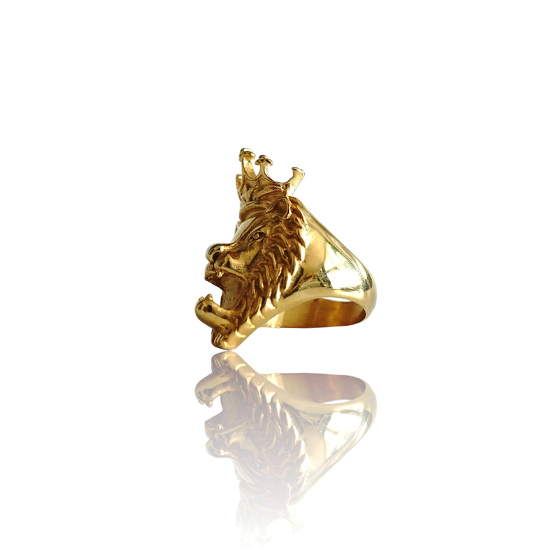 Big Daddy Lion Head Crown Gold Ring