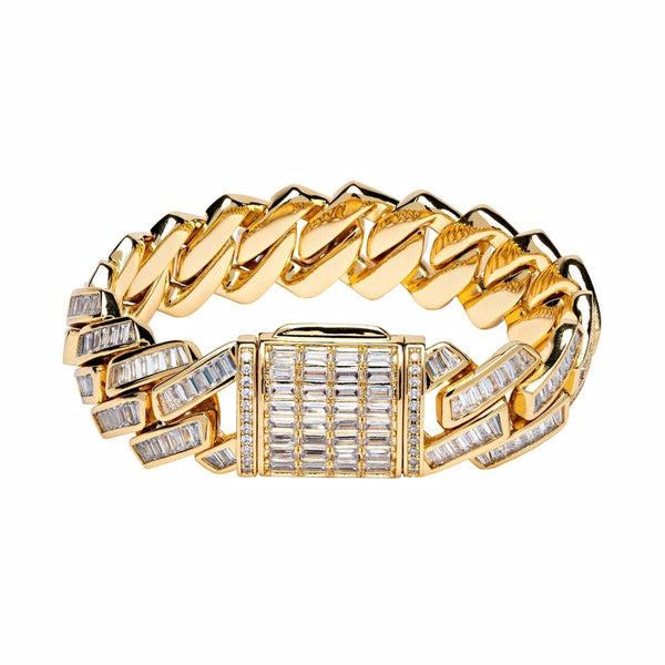 Big Daddy 12mm Iced Out Gold Cuban Baguette Bracelet