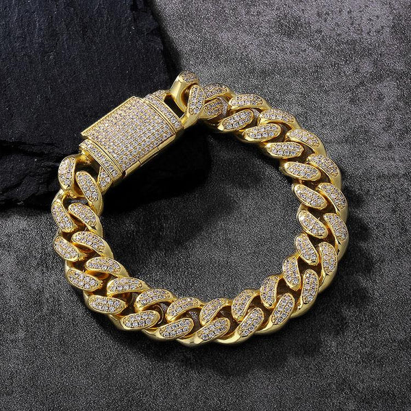 Big Daddy 12mm Iced Out Gold Cuban Bracelet