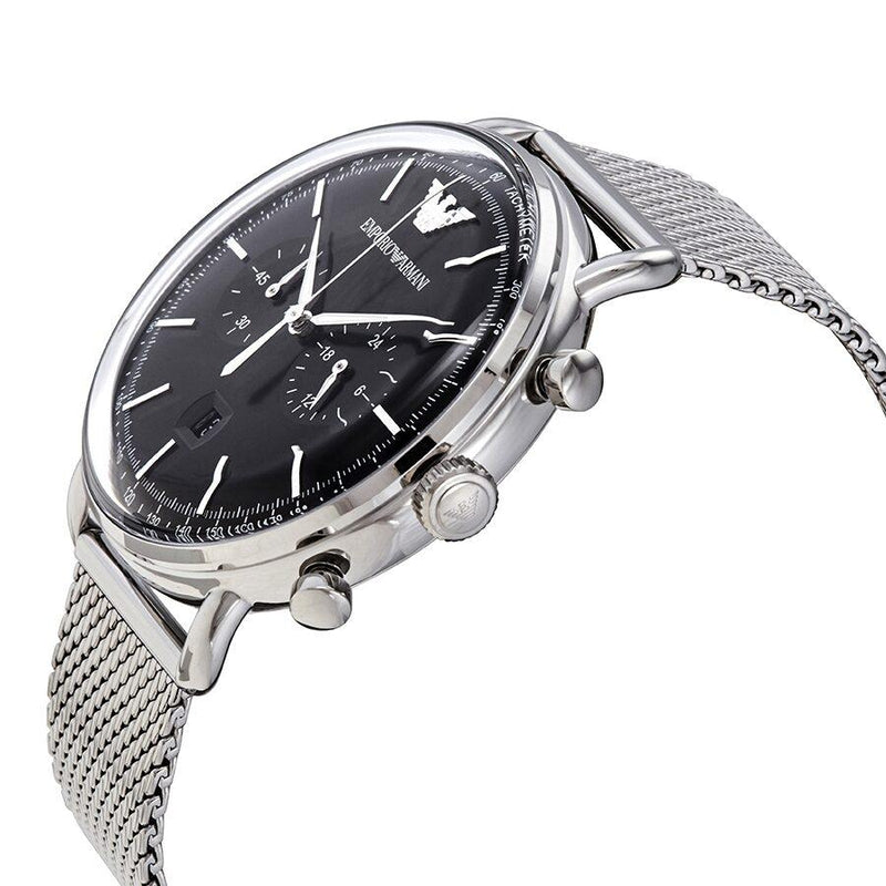 Armani Aviator Chronograph Quartz Black Dial Men's Watch #AR11104 - Watches of Australia #2