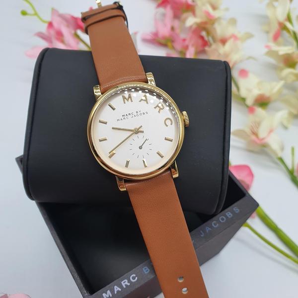 Marc By Marc Jacobs Baker White Dial Leather Ladies Watch MBM1316
