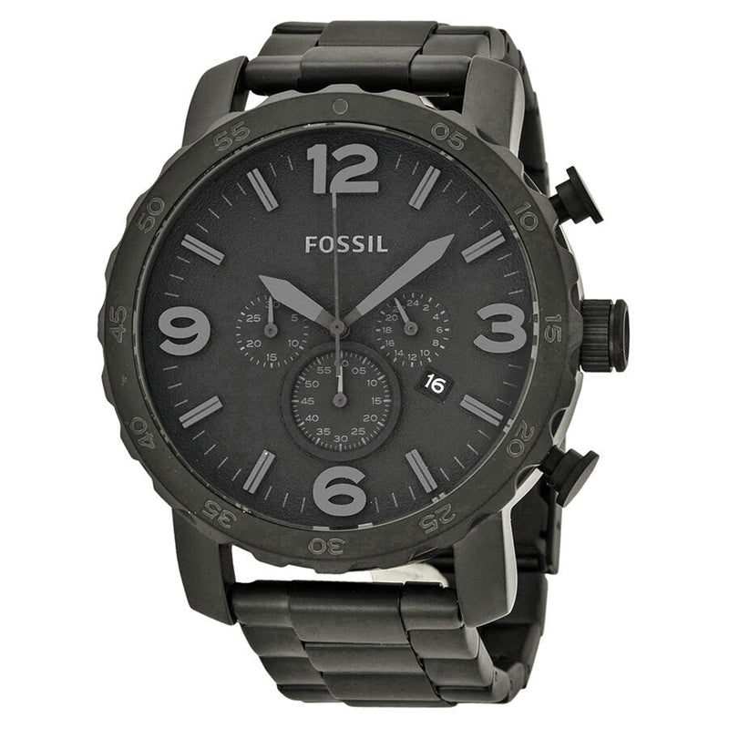 Fossil Nate Chronograph Black Dial Black Ion-plated Men's Watch #JR1401 - Watches of Australia