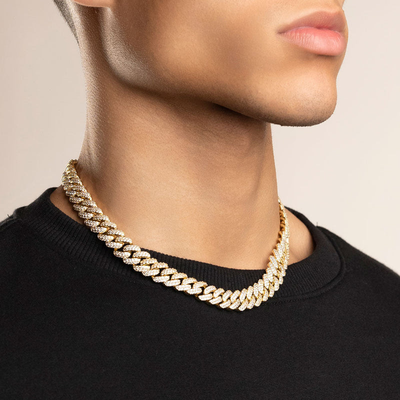 Big Daddy 12mm Gold & Diamond Baguette Link Chain