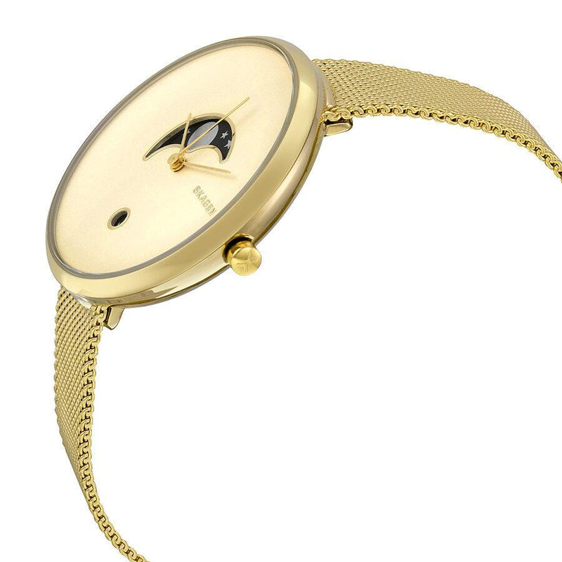 Skagen Gitte Moonphase Gold Dial Gold-tone Mesh Ladies Watch SKW2373 - Watches of Australia #2